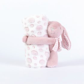 Κουβέρτα Αγκαλιάς Σετ Κουκλάκι Rabbit Ροζέ 75 x 100 cm 100% Πολυέστερ Ροζέ BOREA