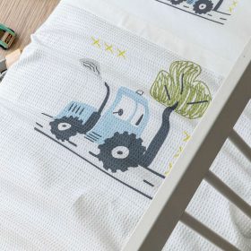 Κουβέρτα Πικέ Κούνιας Trucky 110 x 140 cm 100% Βαμβάκι Λευκό-Σιέλ BOREA - Image 2