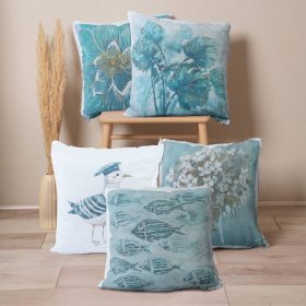 Μαξιλάρι Διακοσμητικό Printed Σχέδιο 83 45 x 45 cm  100% Βαμβάκι Λευκό BOREA - Image 2