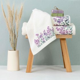 Πετσέτες Σετ 3ΤΜΧ Forget me Not 70 x 140 / 50 x 90 / 30 x 50 cm  100% Βαμβάκι Εκρού BOREA