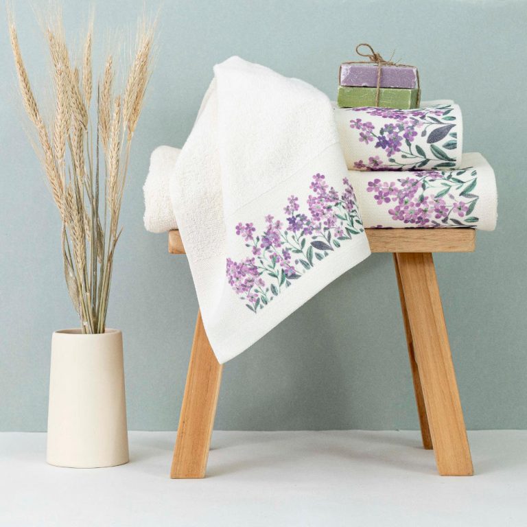 Πετσέτες Σετ 2ΤΜΧ Forget me Not 50 x 90 / 30 x 50 cm  100% Βαμβάκι Λευκό BOREA - Image 2