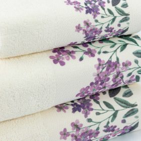 Πετσέτες Σετ 3ΤΜΧ Forget me Not 70 x 140 / 50 x 90 / 30 x 50 cm  100% Βαμβάκι Εκρού BOREA - Image 3