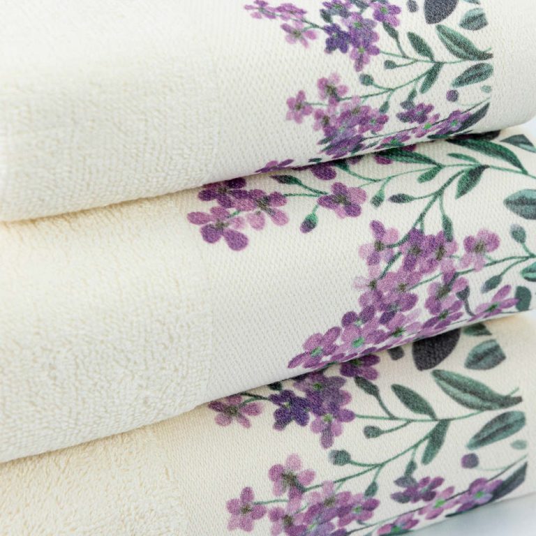 Πετσέτες Σετ 3ΤΜΧ Forget me Not 70 x 140 / 50 x 90 / 30 x 50 cm  100% Βαμβάκι Εκρού BOREA - Image 3