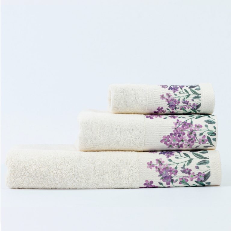 Πετσέτες Σετ 3ΤΜΧ Forget me Not 70 x 140 / 50 x 90 / 30 x 50 cm  100% Βαμβάκι Εκρού BOREA - Image 5