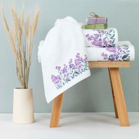 Πετσέτα Προσώπου Forget me Not 50 x 90 cm 100% Βαμβάκι Εκρού BOREA - Image 2