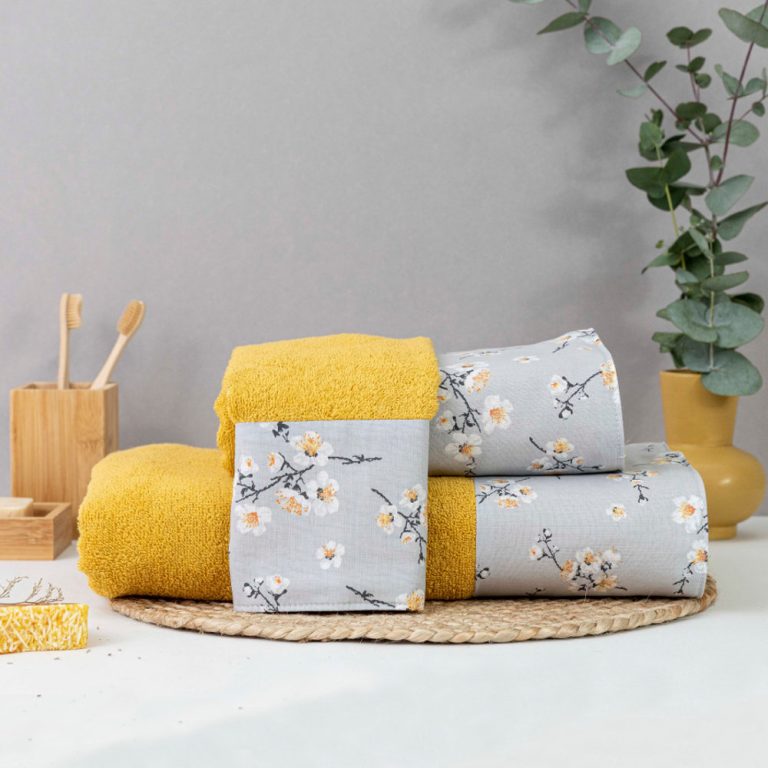 petsetes-set-3tmx-jasmine-moustardi.jpg Πετσέτες Σετ 3ΤΜΧ Jasmine 70 x 140 / 50 x 90 / 30 x 50 cm  100% Βαμβάκι Εκρού BOREA - Image 4