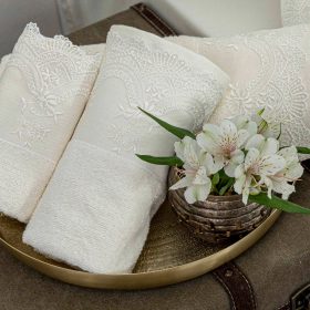 Πετσέτες Σετ 3ΤΜΧ Νεφέλη 70 x 140 / 50 x 90 / 30 x 50 cm  100% Βαμβάκι Εκρού BOREA