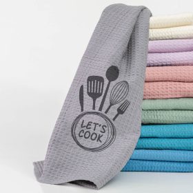 Ποτηρόπανα Κουζίνας Waffle Let's Cook 50 x 70 cm  80% Βαμβάκι-20% Viscose Μπλε BOREA - Image 2