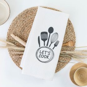 Ποτηρόπανα Κουζίνας Waffle Let's Cook 50 x 70 cm 80% Βαμβάκι-20% Viscose Πετρόλ BOREA - Image 3