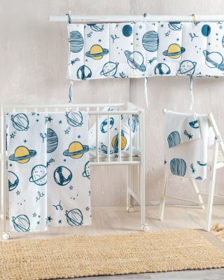 SATURN ΛΕΥΚΟ - ΣΕΤ ΠΑΠΛΩΜΑΤΟΘΗΚΗ ΒΡΕΦΙΚΗ 2 ΤΕΜ. 110Χ160 100% ΒΑΜΒΑΚΙ Rythmos