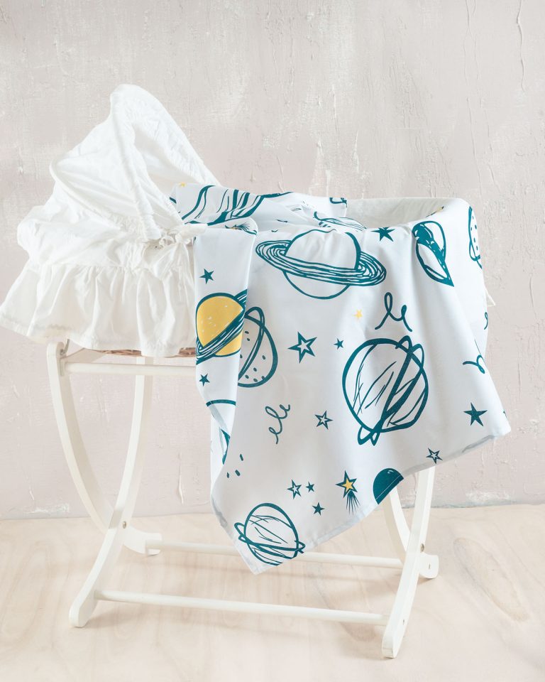 SATURN ΛΕΥΚΟ - ΣΕΤ ΠΑΠΛΩΜΑΤΟΘΗΚΗ ΒΡΕΦΙΚΗ 2 ΤΕΜ. 110Χ160 100% ΒΑΜΒΑΚΙ Rythmos - Image 2