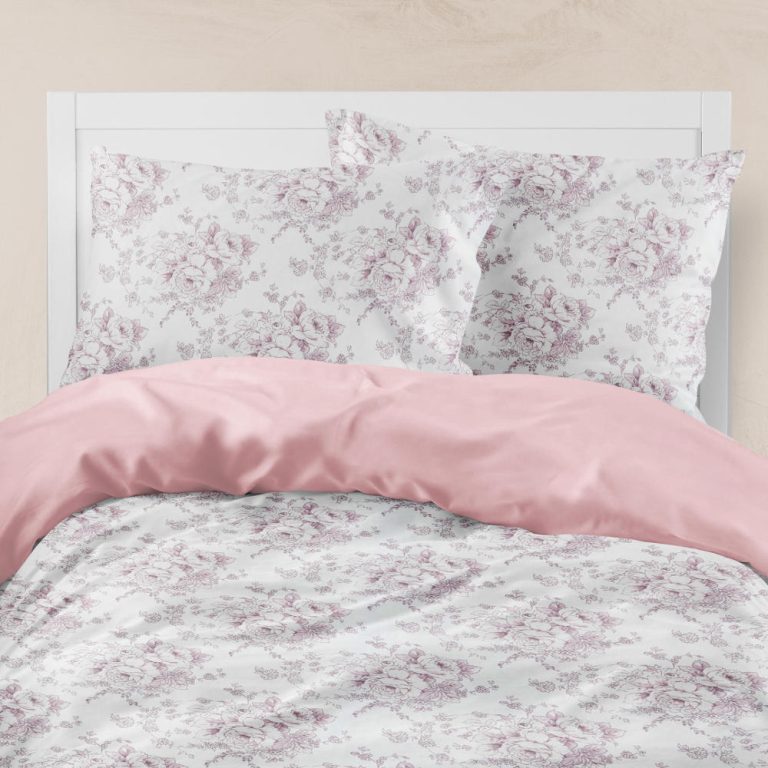 Σεντόνια Εμπριμέ Σετ Beatrice Ροζέ Υπέρδιπλα (2) 240 x 260 cm + (2) 50 x 70 cm  100% Βαμβάκι Ροζέ BOREA - Image 2