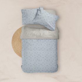 Σεντόνια Εμπριμέ Σετ Campanula Σιέλ Υπέρδιπλα (2) 240 x 260 cm + (2) 50 x 70 cm  100% Βαμβάκι Σιέλ BOREA