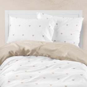 Σεντόνια Εμπριμέ Σετ Hearts Μπεζ Υπέρδιπλα Με Λάστιχο 220 x 240 cm + 160 x 200 cm + 40 cm + (2) 50 x 70 cm  100% Βαμβάκι Μπεζ BOREA - Image 2