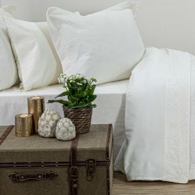 Σεντόνια Με Δαντέλα Σετ Νεφέλη Υπέρδιπλα (2) 240 x 280 cm + (2) 50 x 70 cm  100% Βαμβάκι Εκρού BOREA - Image 3