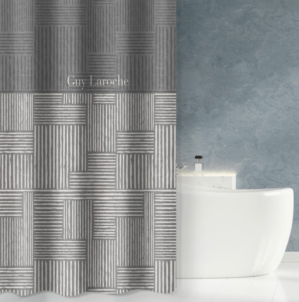 Κουρτίνα Μπάνιου Stencil Silver 180x185 της Guy Laroche (100% polyester, water repellant)