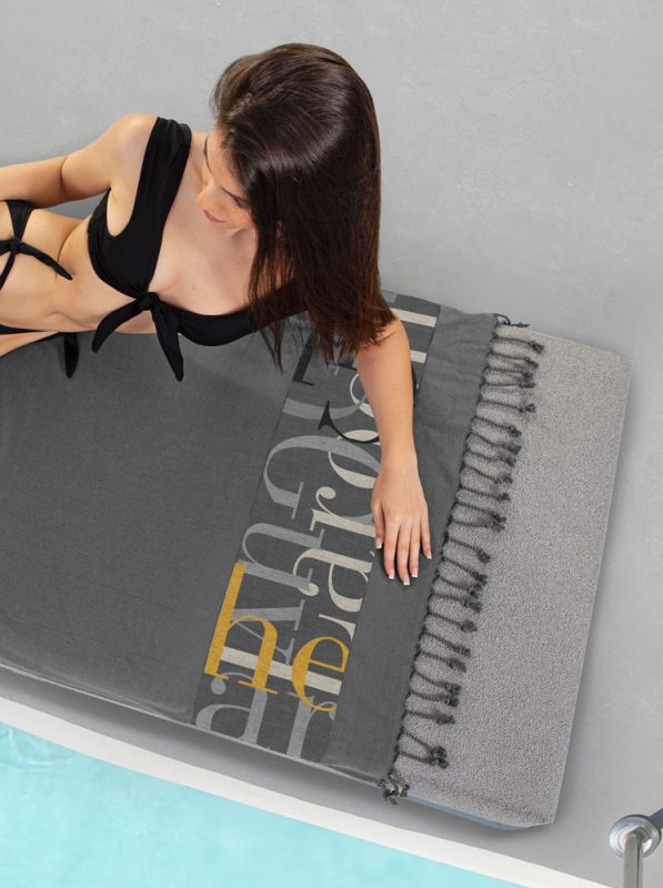 Πετσέτα Θαλάσσης - Παρεό Pestemal 2 Anthracite 90x170 της Guy Laroche (100% Cotton)