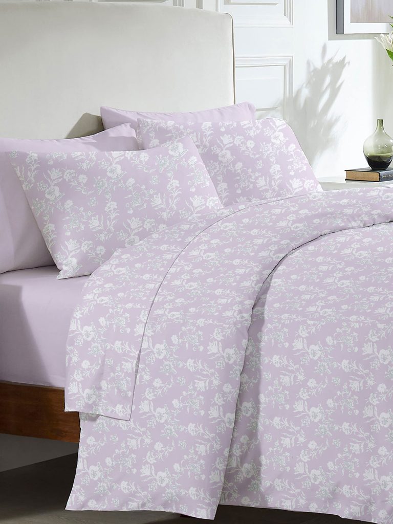 Σετ Σεντόνια Menta Εμπριμέ 340 Lila Διπλό (200x250) SUNSHINEHOME - Image 1