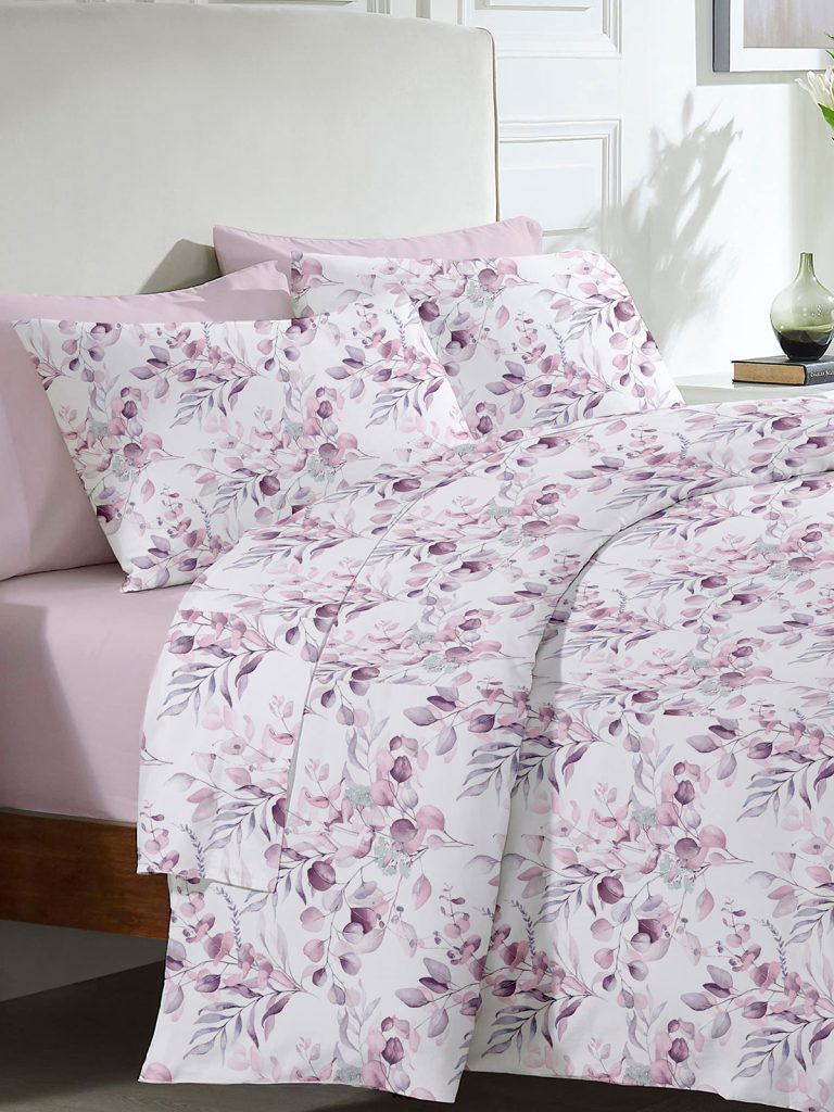 Σετ Σεντόνια Menta Εμπριμέ 560 Lila Υπέρδιπλο (235x250) SUNSHINEHOME - Image 1