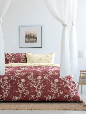 Σετ Σεντόνια Μονά - Grunge Rose Bordeaux της Kocoon Home 100% Cotton, 144 T.C. Μονά (2 x 160x270 + 1 Μαξιλαροθήκη 52x72) - Image 13