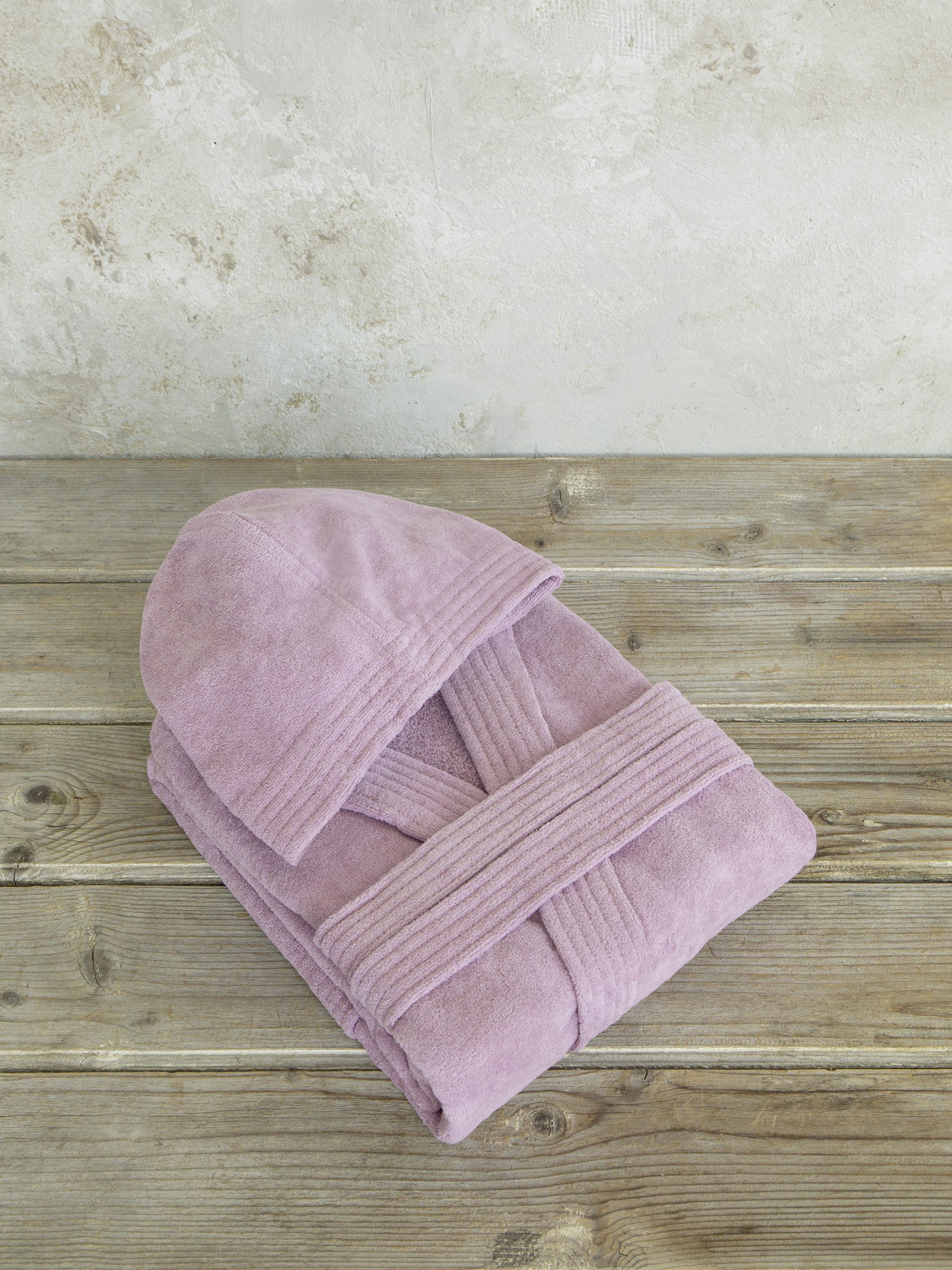 5206482112667-1.jpg Μπουρνούζι με κουκούλα Zen - Small - Pale Mauve της Nima Home 100% Velour Cotton, 400 gsm Small - Image 1