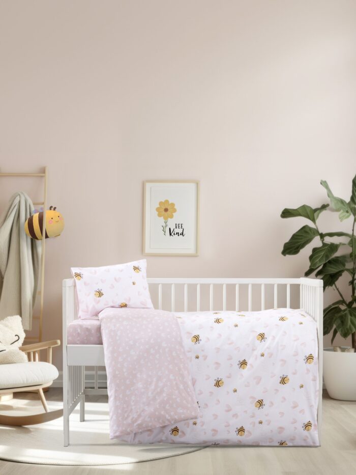 Σετ Σεντόνια Κούνιας - Bee Love της Kocoon Bebe 100% Cotton, 144 T.C. Κούνιας (2 x 120x160 + 1 Μαξιλαροθήκη 30x40) - Image 8