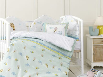 Σετ Παπλωματοθήκη Κούνιας - Sea Love της Nima Bebe 100% Cotton, 144 T.C. Κούνιας (1 x 110x145 + 1 Μαξιλαροθήκη 30x40)