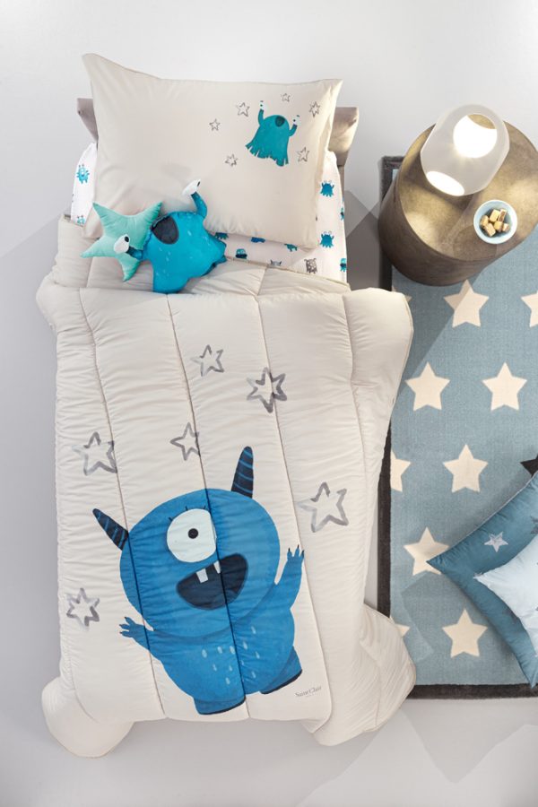 Κουβερλί Monsters Blue Suede 160x220 της Saint Clair (100% Pol.- Microfiber)