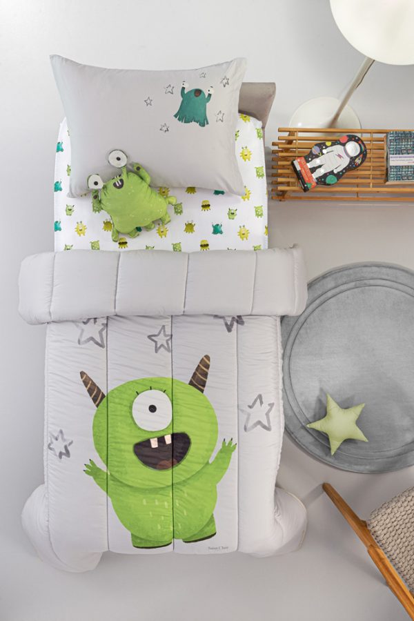 Κουβερλί Monsters Lime Suede 160x220 της Saint Clair (100% Pol.- Microfiber)