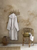 Μπουρνούζι με κουκούλα Zen - Small - Oat Beige της Nima Home 100% Velour Cotton, 400 gsm Small