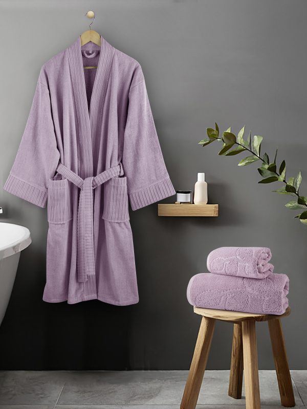 Μπουρνούζι Kimono - Medium - Velvet Lilac της Nima Home 100% Cotton, 380 gsm Medium - Image 7