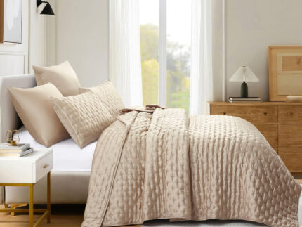 Gisele (Beige) Σετ Κουβερλί 100% tencel & καπιτονέ κέντημα 250x240 + Mαξ/θήκες 50x70/2τεμ Liolios Home