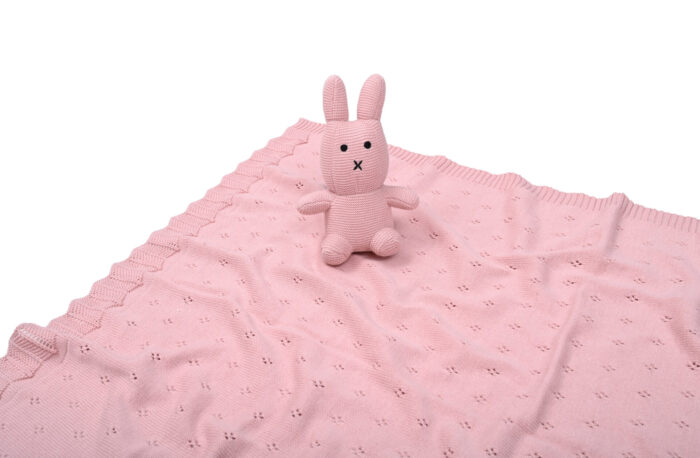 Bunny/Toy (Pink) 80x100 Βρεφική κουβέρτα με σετ αρκουδάκι 100% cotton knitted 80x100 Liolios Home - Image 3