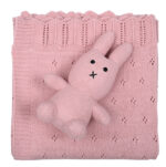 Bunny/Toy (Pink) 80x100 Βρεφική κουβέρτα με σετ αρκουδάκι 100% cotton knitted 80x100 Liolios Home - Image 2