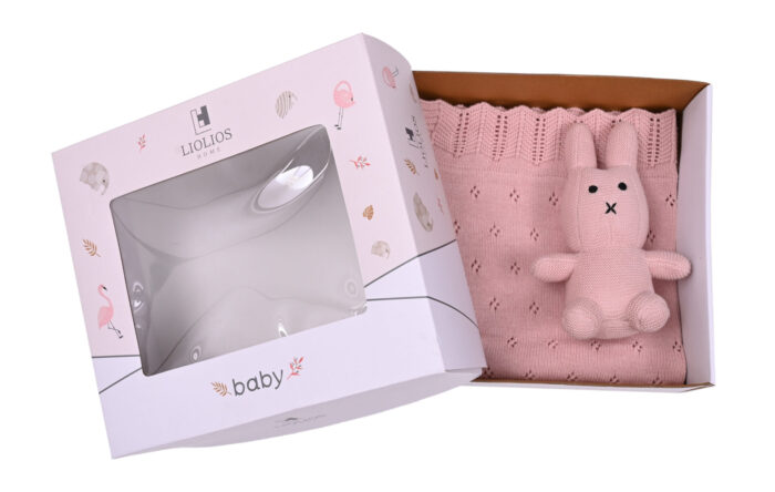 Bunny/Toy (Pink) 80x100 Βρεφική κουβέρτα με σετ αρκουδάκι 100% cotton knitted 80x100 Liolios Home - Image 5