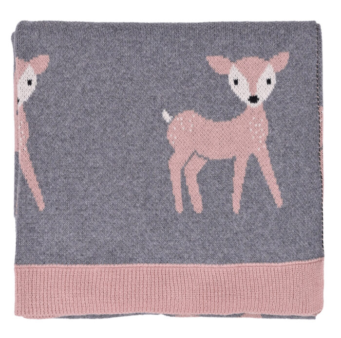 Βρεφική κουβέρτα Baby Deer (Grey) 80x100 Baby/Blanket 100% cotton knitted 80x100 Liolios Home - Image 4