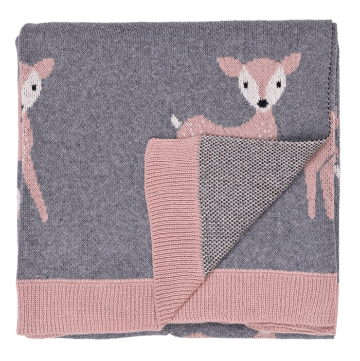 Βρεφική κουβέρτα Baby Deer (Grey) 80x100 Baby/Blanket 100% cotton knitted 80x100 Liolios Home - Image 5
