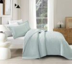 Mabelle (Aqua) Κουβερλί 100% cationic/melange & καπιτονέ κέντημα 260x240 Liolios Home