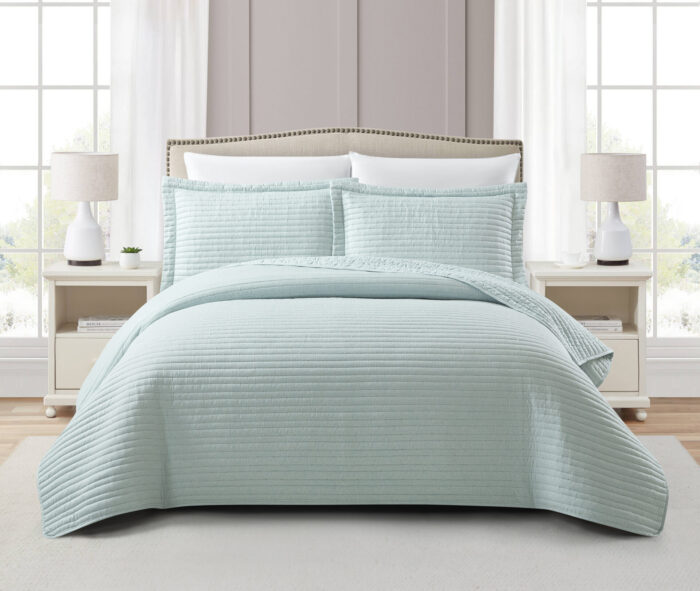 Mabelle (Aqua) Κουβερλί 100% cationic/melange & καπιτονέ κέντημα 260x240 Liolios Home - Image 2