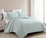 Mabelle (Aqua) Κουβερλί 100% cationic/melange & καπιτονέ κέντημα 220x240 Liolios Home - Image 3