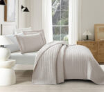 Mabelle (Beige) Κουβερλί 100% cationic/melange & καπιτονέ κέντημα 220x240 Liolios Home