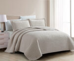 Mabelle (Beige) Κουβερλί 100% cationic/melange & καπιτονέ κέντημα 220x240 Liolios Home - Image 3
