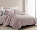 Mabelle (Dusty Rose) Κουβερλί 100% cationic/melange & καπιτονέ κέντημα 260x240 Liolios Home - Image 3
