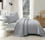 Mabelle (Lt grey) Κουβερλί 100% cationic/melange & καπιτονέ κέντημα 260x240 Liolios Home