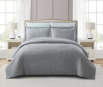 Mabelle (Lt grey) Κουβερλί 100% cationic/melange & καπιτονέ κέντημα 220x240 Liolios Home - Image 2
