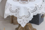 PLS-7B027 (White) Table linen Λινό κέντημα, με μεταξωτή δαντέλα, 60%linen, 40%pol. 128x128 Liolios Home - Image 3