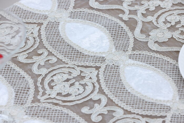 PLS-TB1157 (Ivory) Table linen Χειροποίητο κέντημα σε τούλι 150x220 Liolios Home - Image 5