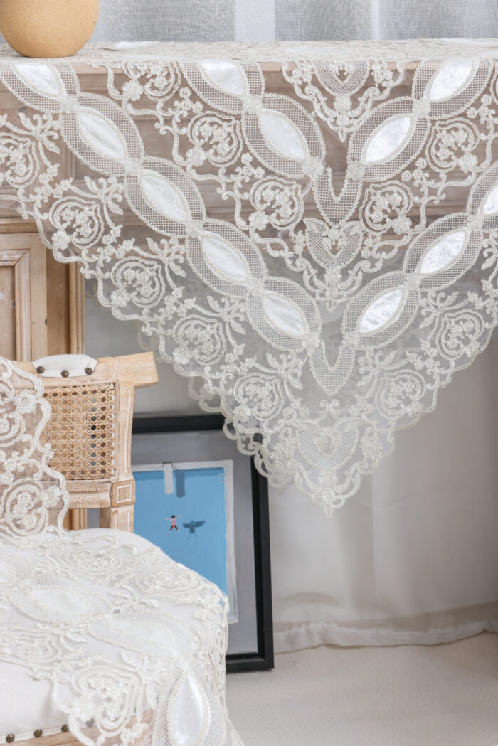 PLS-TB1157 (Ivory) Table linen Χειροποίητο κέντημα σε τούλι 40x110 Liolios Home - Image 3