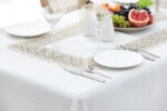 QZ1600053 (Cappuccino) Tablecloth Λινό κέντημα, με μεταξωτή δαντέλα, 60%linen, 40%pol. 160x260 Liolios Home - Image 3