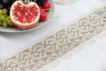 QZ1600053 (Cappuccino) Tablecloth Λινό κέντημα, με μεταξωτή δαντέλα, 60%linen, 40%pol. 160x260 Liolios Home - Image 5